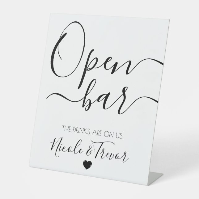Signe De Table Noms personnalisés Blanc Calligraphie Ouvrir la ba (Recto)