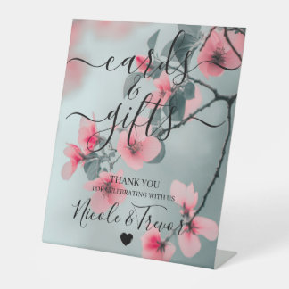Signe De Table Noms personnalisés Fleurs roses sarcelles Cartes e