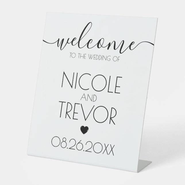 Signe De Table Noms personnalisés Mariage d'accueil Calligraphie  (Recto)