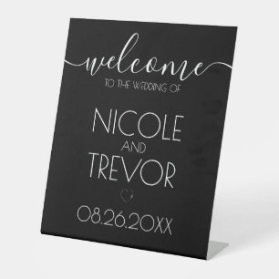 Signe De Table Noms personnalisés Noir Calligraphie Mariage d'acc