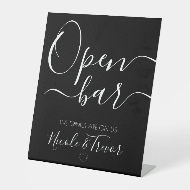 Signe De Table Noms personnalisés Noir Calligraphie Ouvrir la bar (Recto)
