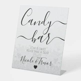 Signe De Table Noms personnalisés Texture grise Mariage Candy Bar