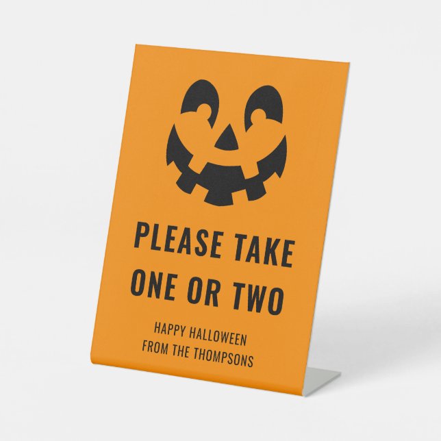 Signe De Table Note Visage Citrouille Halloween Pour Bac Ou Trait (Recto)