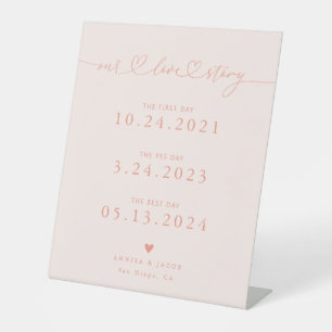 Signe De Table Notre histoire d'amour Coeurs Peach Mariage Timeli