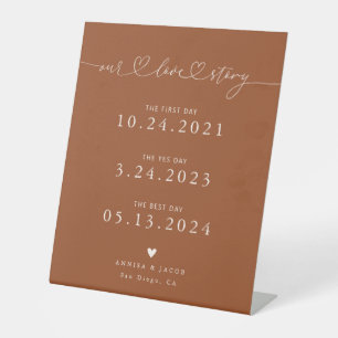 Signe De Table Notre histoire d'amour Coeurs Terracotta Mariage T
