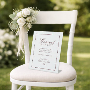Signe De Table "Nous Vous Avons Gardé Une Place" Mariage Blanc