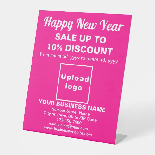 Signe De Table Nouvel an commercial Vente sur Pink Pedestal (Recto)