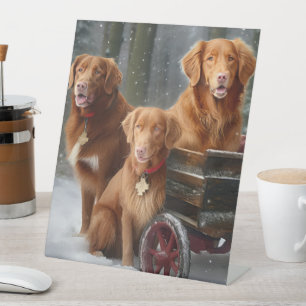 Signe De Table Nova Scotia Duck Toller Retriever Traîneau enneigé