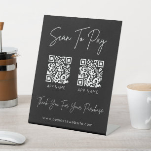 Signe De Table Numérisation pour payer le code QR Black Pedestal 