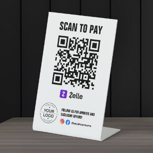 Signe De Table Numériser pour payer le code QR Zelle