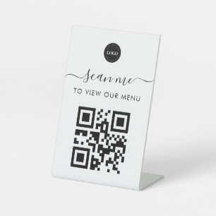 Signe De Table Numériser sans contact Code Qr Menu & Logo Minimal