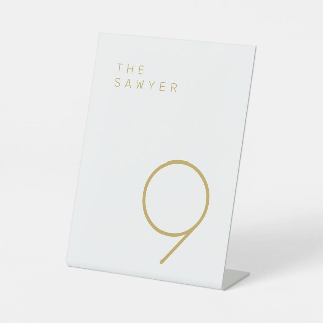 Signe De Table Numéro de la table Sawyer 9 Gold et White (Recto)