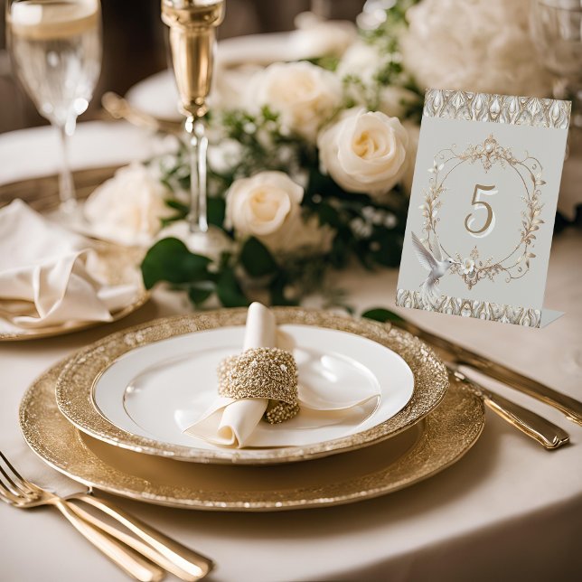 Signe De Table Numéro de table Colibri Blanc  (Créateur téléchargé)