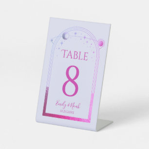 Signe De Table Numéro de table de mariage céleste rose lavande