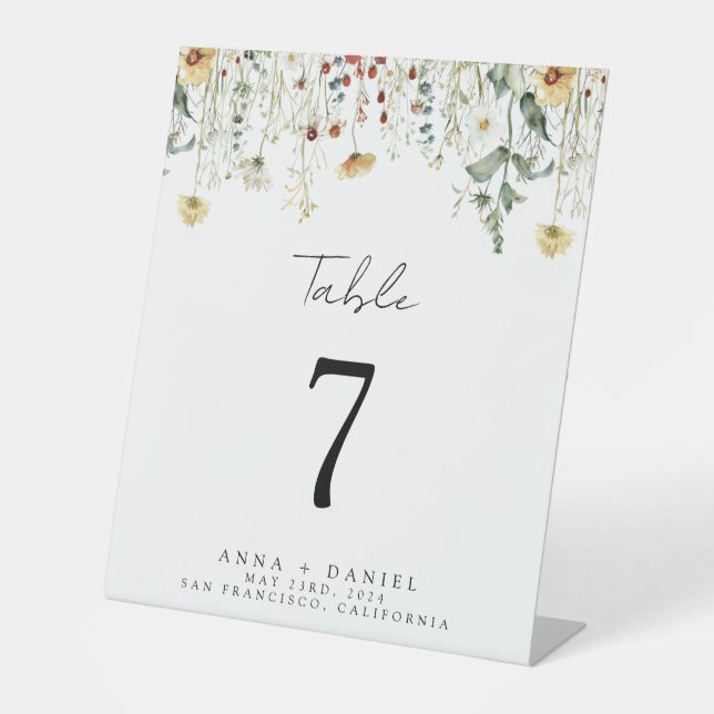 Signe De Table Numéro de table de mariage champêtre de fleurs sau (Recto)