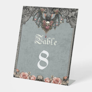 Signe De Table Numéro de table de mariage chauve-souris gothique