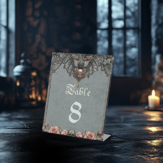 Signe De Table Numéro de table de mariage chauve-souris gothique