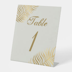 Signe De Table Numéro de table de mariage simple feuilles tropica