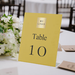 Signe De Table Numéro de table du logo d'entreprise noir or
