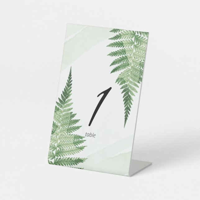 Signe De Table Numéro de table minimaliste de foune verte (Recto)