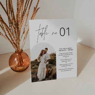 Signe De Table Numéro de table minimaliste HARLOW avec faits amus