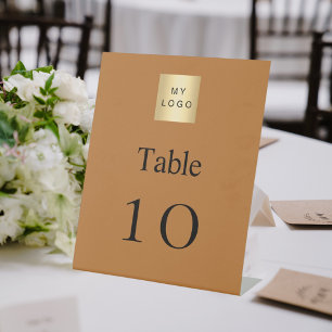 Signe De Table Numéro de tableau du logo blanc d'entreprise en cu