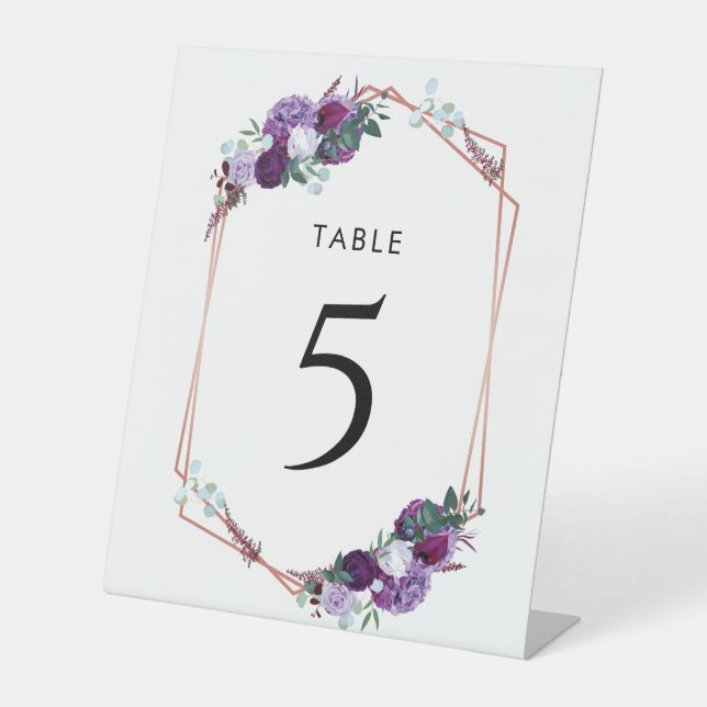 Signe De Table Numéro de tableau végétal de couleur violette (Recto)