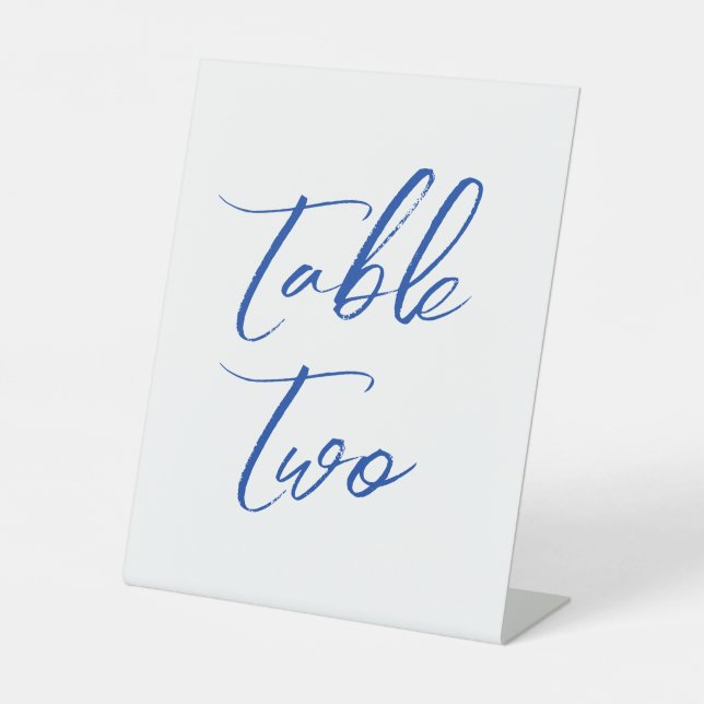 Signe De Table Numéros de table de mariage élégants bleus (Recto)