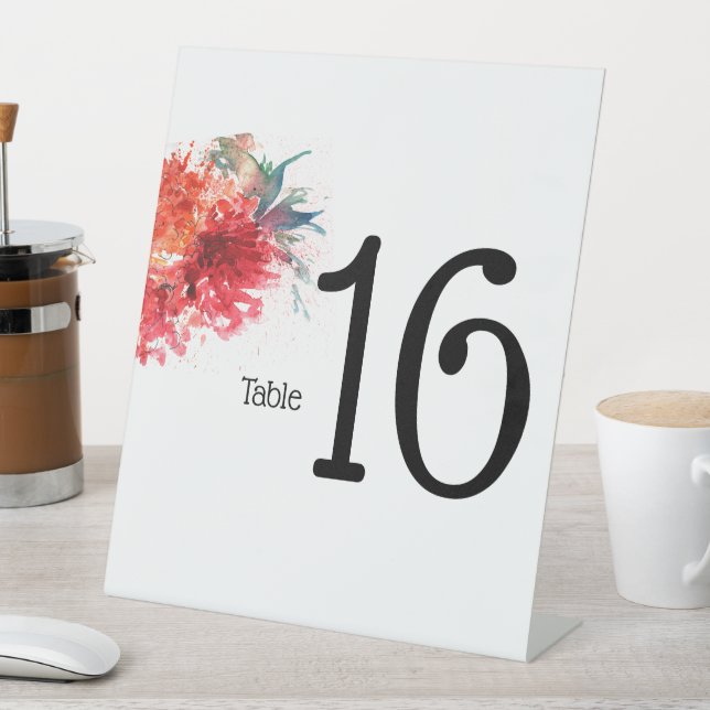 Signe De Table Numéros de table de mariage floraux - Acrylique (In SItu)