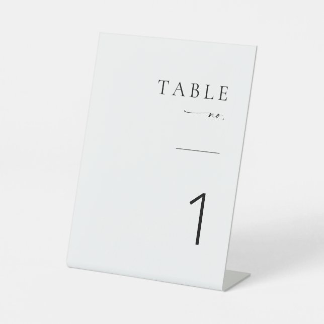 Signe De Table Numéros de table minimalistes de Mariage de script (Recto)