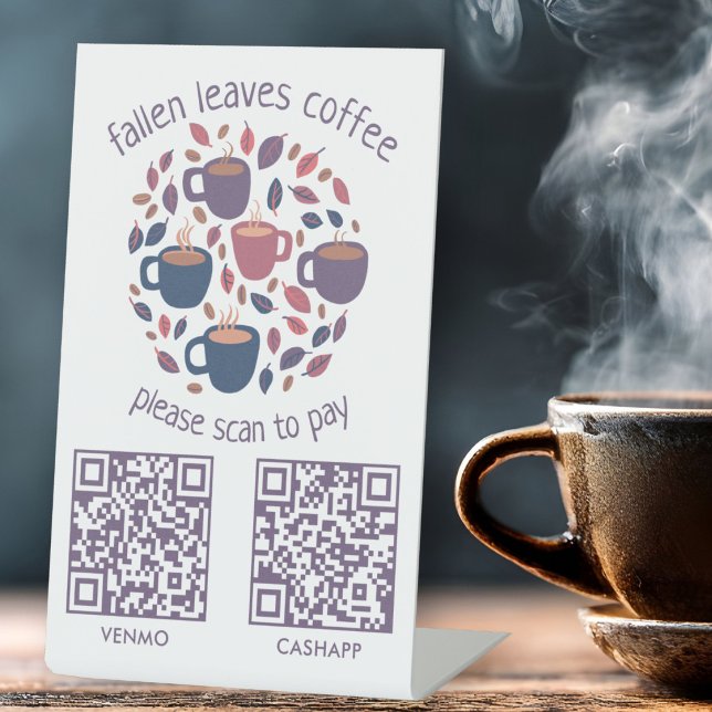 Signe De Table NUMÉROTER POUR PAYER LES CODES QR Café Espresso (SCAN TO PAY QR CODES Espresso Coffee Shop Pedestal Sign
)