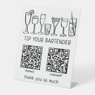 Signe De Table NUMÉROTER POUR PAYER LES CODES QR Cocktails Barman