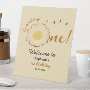 Signe De Table Oeuf frit mignon 1er anniversaire Bienvenue