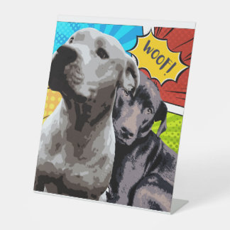 Signe De Table Œuvre originale d'art de mon Pitbull et Staffy mes