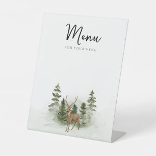 Signe De Table Oh Baby Woodland Watercolor Menu Rustique