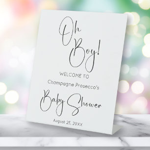 Signe De Table Oh Boy Modern Script Baby shower