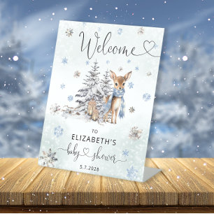 Signe De Table Oh Deer Woodland Animaux Hiver mignon Baby shower