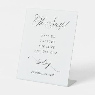Signe De Table Oh Snap Classic Mariage élégant Hashtag Pedestal S