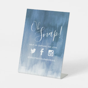 Signe De Table Oh snap hashtag mariage bleu gris art moderne