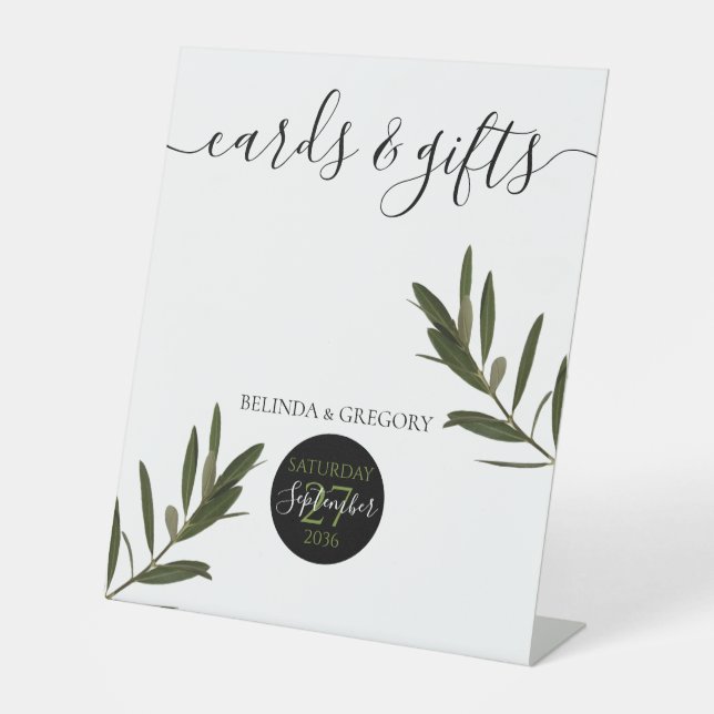 Signe De Table Olive Feuille verdure Cartes de Mariage & Cadeaux (Recto)