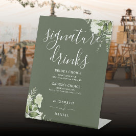 Signe De Table Olive Green Floral Mariage Signature Boissons