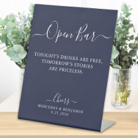 Open Bar Personnalisé Marine Blue Mariage Bar Bois