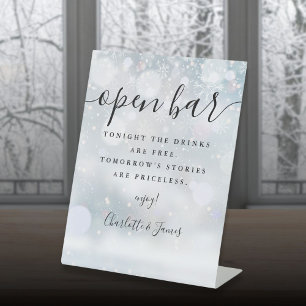 Signe De Table Open Bar Winter Black Signature Script