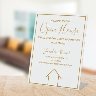 Signe De Table Open House Real Estate Company Custom Chic Gold