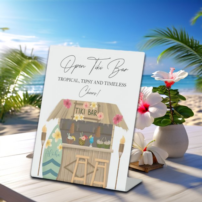 Signe De Table Open Tiki Bar Exotic Luau Fête des mariées (Créateur téléchargé)