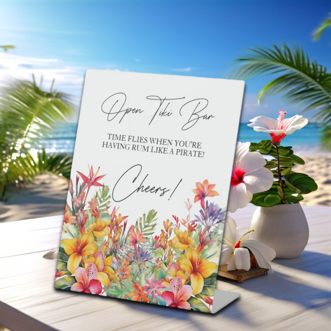 Signe De Table Open Tiki Bar Fête des mariées Tropical Luau (Créateur téléchargé)