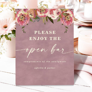 Signe De Table Ophelia Cottagecore Dusty Rose Floral Open Bar