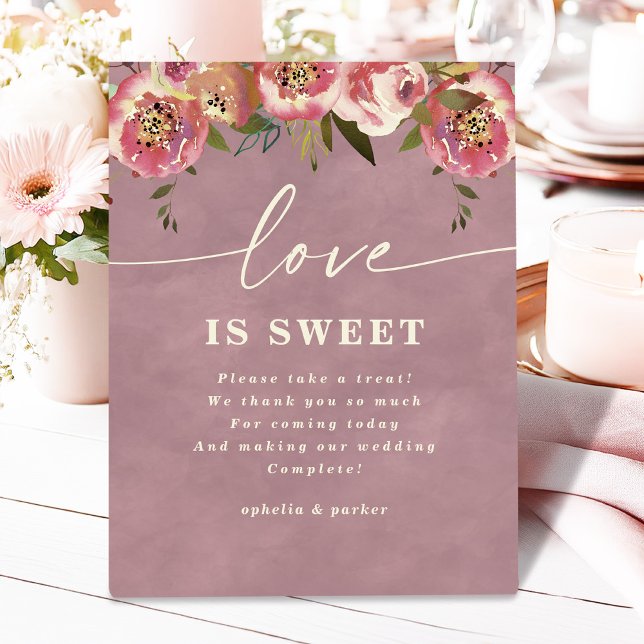 Signe De Table Ophelia Dusty rose Floral L'amour est Mariage doux (Say "I DO" to Romantic Watercolor Florals and a Cottagecore Vibe with the Ophelia Wedding Suite.)
