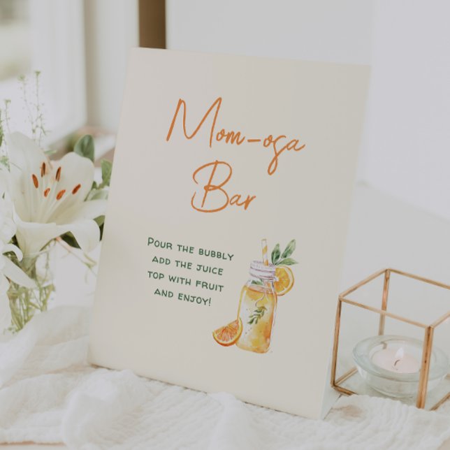 Signe De Table Orange Citrus Mom-osa Bar Baby shower Boissons (Créateur téléchargé)