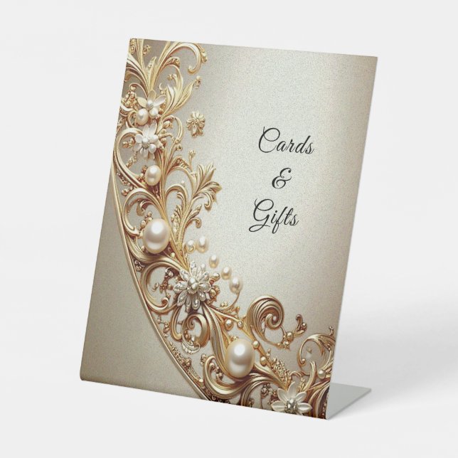 Signe De Table Ornate Gold Flourish Tabletop Signs (Recto)